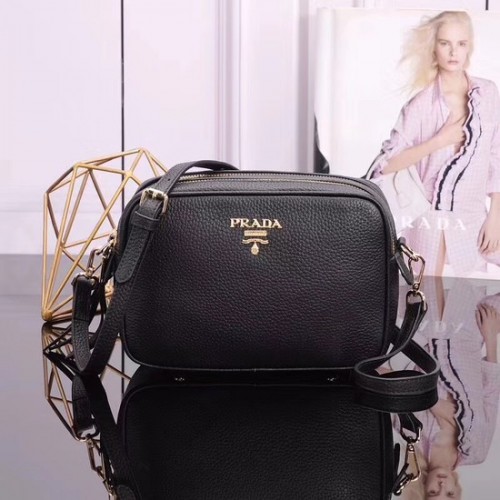 Prada Sac à bandoulière en cuir de veau 1BH082 noir