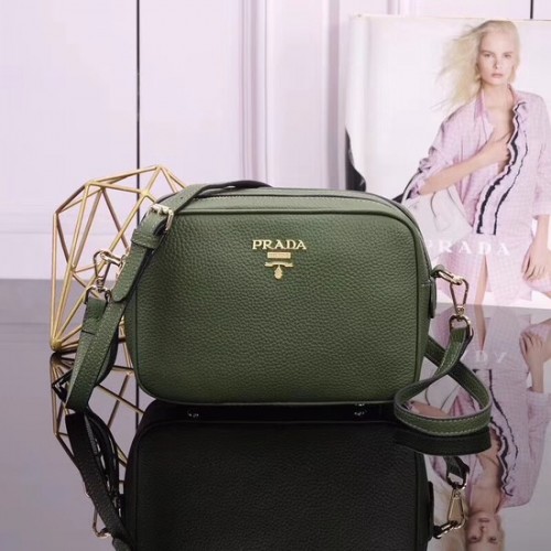 Prada Sac à bandoulière en cuir de veau 1BH082 vert
