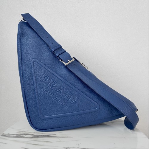 Prada Deer skin Leather Sac à bandoulière Triangle 2VD012 bleu