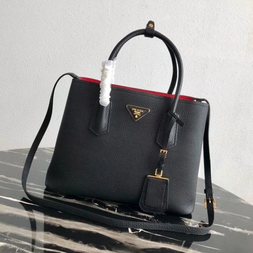 Prada Sac en peau de cerf 1BG008 noir et rouge