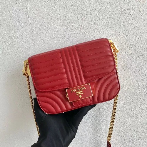 Prada Diagramme sac à bandoulière en cuir 1BD217 rouge