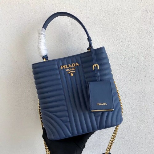 Prada Double Saffiano Original Sac En Cuir De Veau 1BA212 Bleu