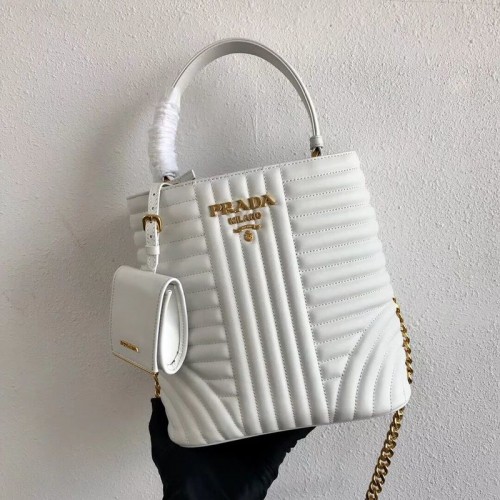 Prada Double Saffiano Sac En Cuir De Veau Original 1BA212 Blanc