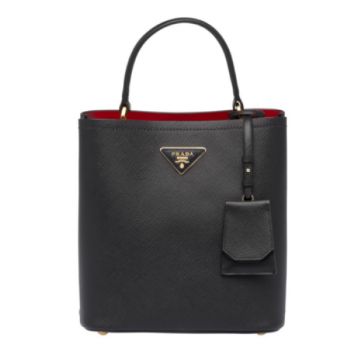 Prada Double sac en cuir Saffiano 1BA212 noir