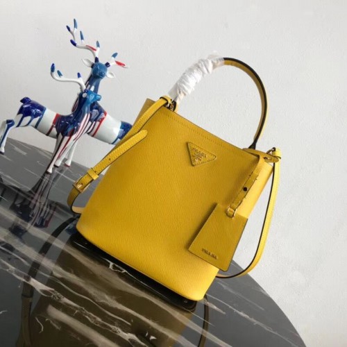 Prada Sac en cuir Double Saffiano 1BA212 citron