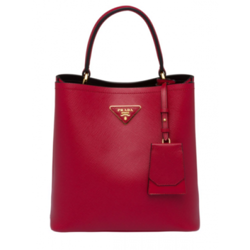 Prada Double sac en cuir Saffiano 1BA212 rouge