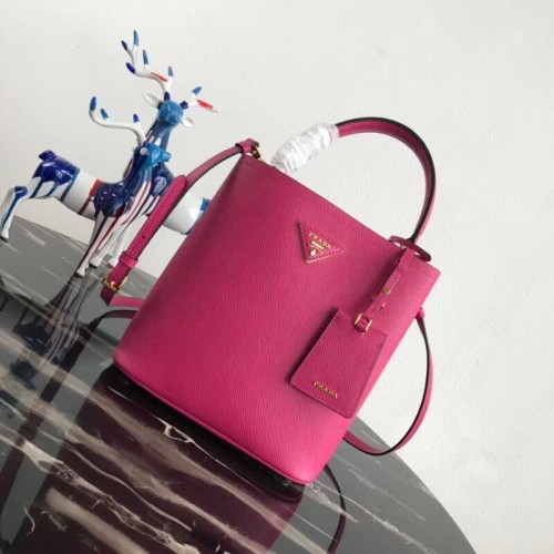 Prada Double sac en cuir Saffiano 1BA212 rose