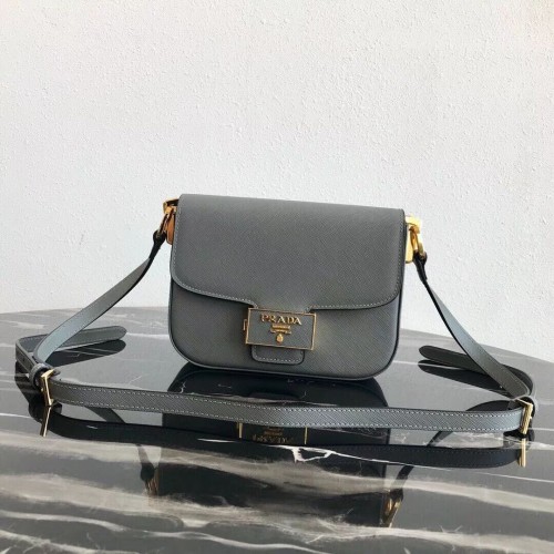Prada Emblème Saffiano sac en cuir 1BD217 gris