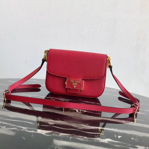Prada Emblème Saffiano sac en cuir 1BD217 rouge