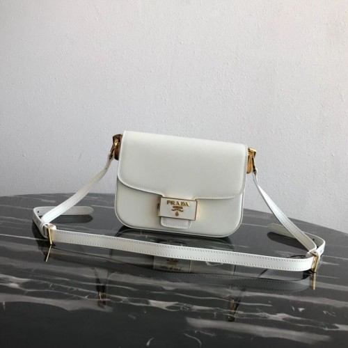 Prada Emblème Saffiano sac en cuir 1BD217 blanc
