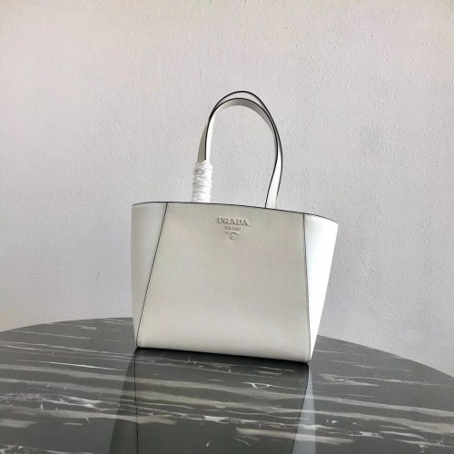 Prada Emblème Saffiano sac en cuir 1BG288 blanc