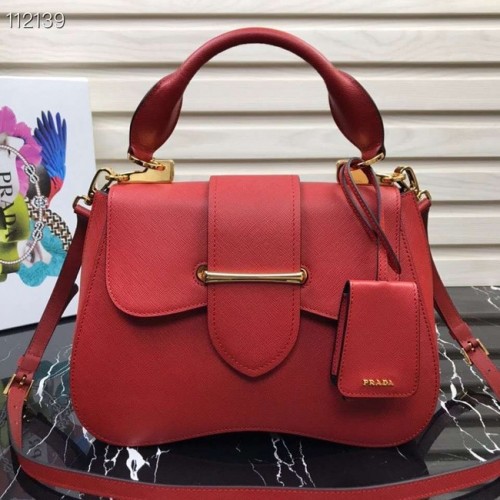 Prada Emblème Saffiano sac en cuir 1BN005 rouge