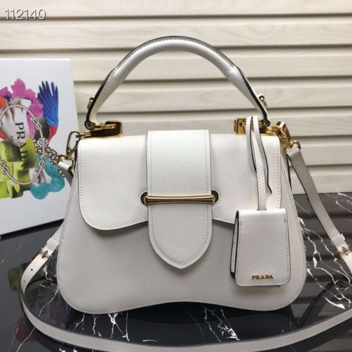 Prada Emblème Saffiano sac en cuir 1BN005 blanc