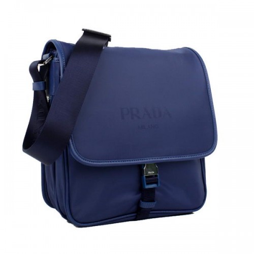 Sac Messenger Prada Tissu V166 Bleu