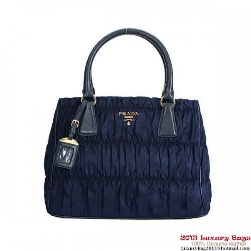 Prada Gaufre Fabric Tote Bag BN2393 Bleu Foncé