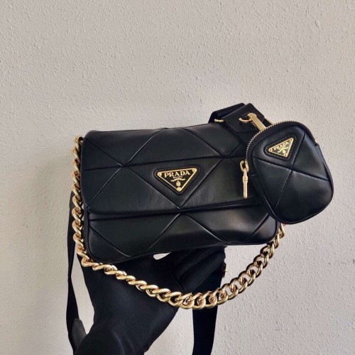 Prada Gaufre sac à bandoulière en cuir nappa 1BD292A noir