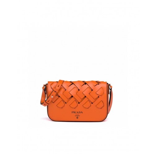 Prada cuir Prada Tress sac à bandoulière 1BD246 orange