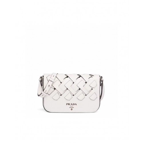 Prada cuir Prada Tress sac à bandoulière 1BD246 blanc
