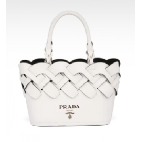Prada Tress fourre-tout en cuir 1BG318 blanc