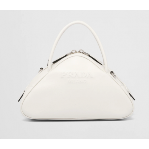 Prada Sac triangle en cuir 1BB082 blanc
