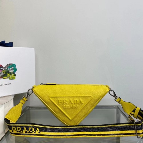 Prada Sac à bandoulière triangle en cuir 2EV055 jaune