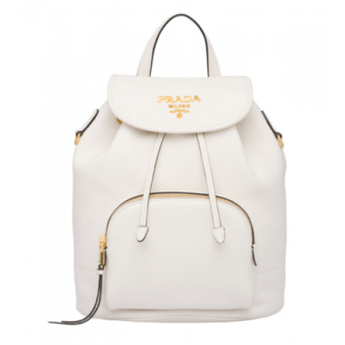 Prada Sac à dos en cuir 1BZ035 blanc