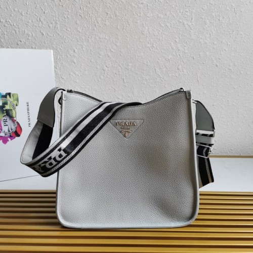 Prada Sac en cuir avec bandoulière 1BC073 gris