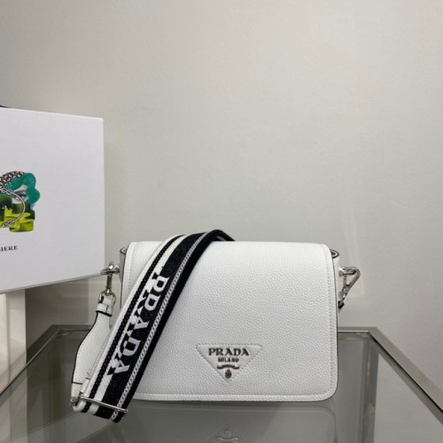 Prada Sac en cuir avec bandoulière 1BD314 blanc