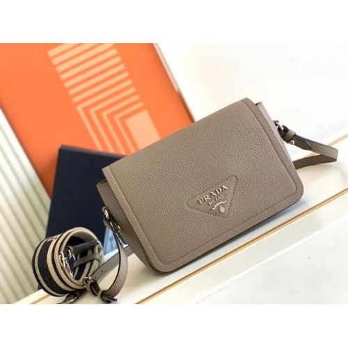 Prada Sac en cuir avec bandoulière 1DB443 gris