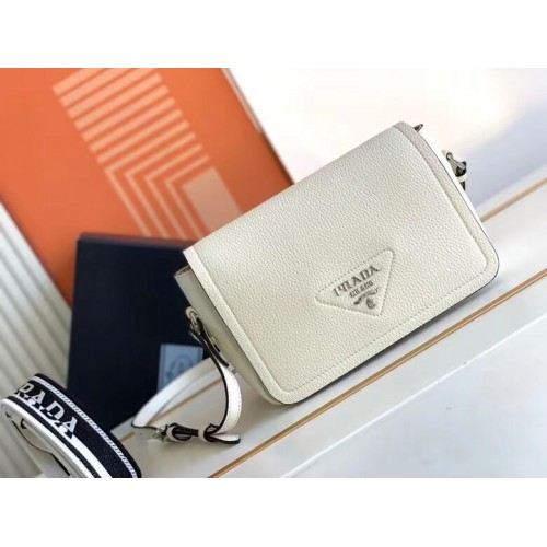 Prada Sac en cuir avec bandoulière 1DB443 blanc