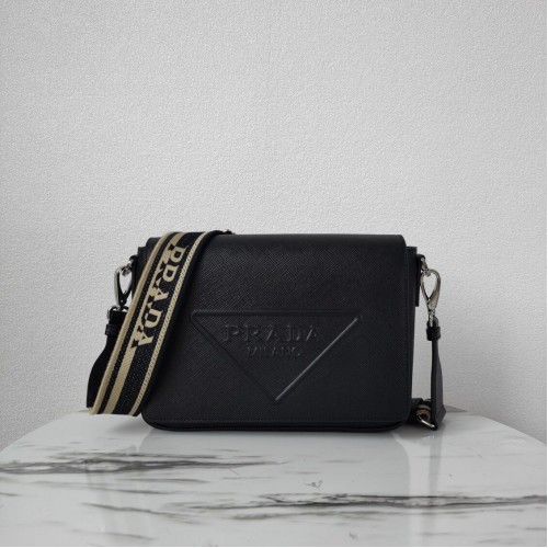 Prada Sac en cuir avec bandoulière 2BV031 noir