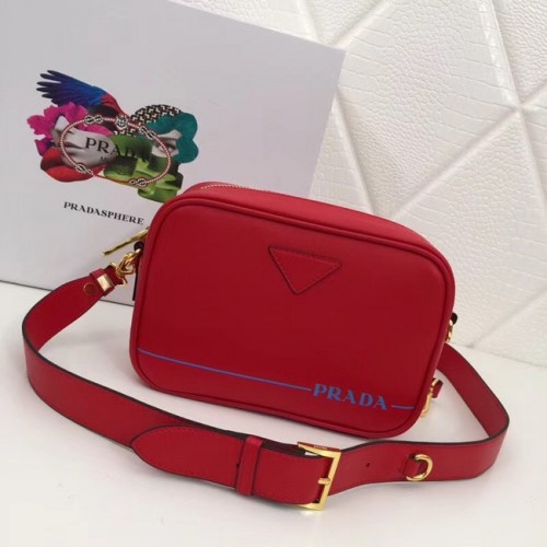 Prada Sac à bandoulière en cuir 1BH093 rouge
