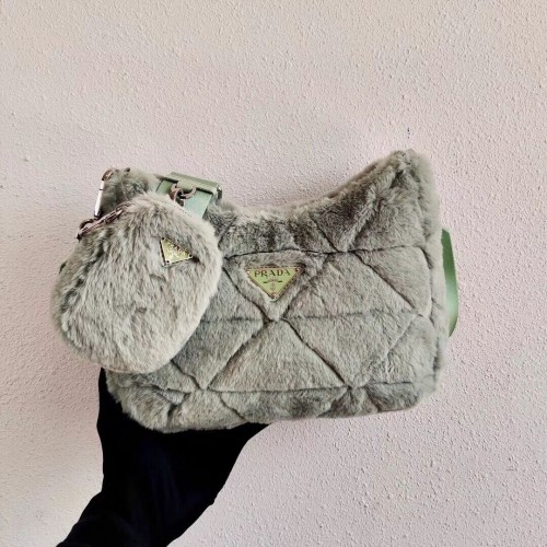 Prada Sac à bandoulière en poils de vison 1BC151M vert clair