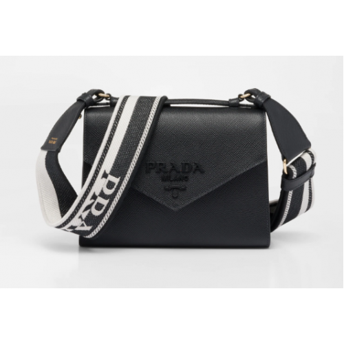 Prada Monochrome Saffiano et sac en cuir 1BD317 noir