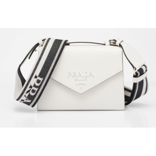 Prada Monochrome Saffiano et sac en cuir 1BD317 blanc