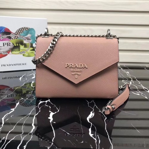Prada Monochrome Sac en cuir Saffiano 1BD127 rose clair