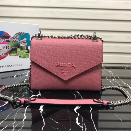 Prada Monochrome Sac en cuir Saffiano 1BD127 rose