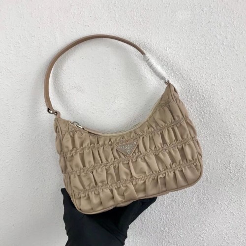 Prada Mini sac en nylon et cuir Saffiano 1NE204 Abricot