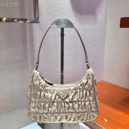 Prada Mini sac en nylon et cuir Saffiano 1NE204 abricot