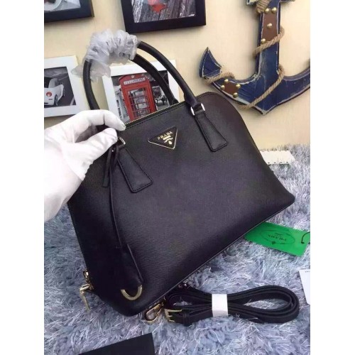 Prada Sac à bandoulière moyen en cuir d'origine P0837 Noir