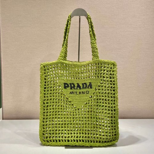 Sac cabas Prada Raphia 1CH393 vert