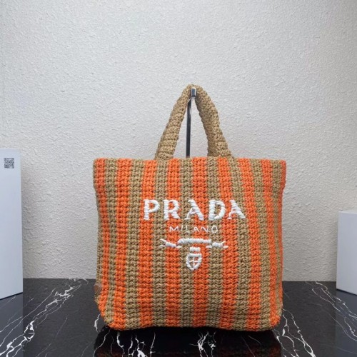 Sac cabas Prada raphia 1NE229 orange