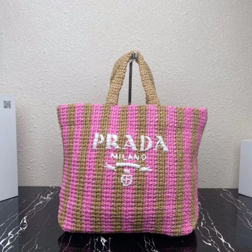 Sac cabas Prada Raphia 1NE229 rose