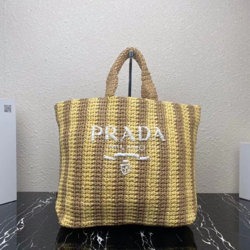 Sac cabas Prada Raphia 1NE229 jaune