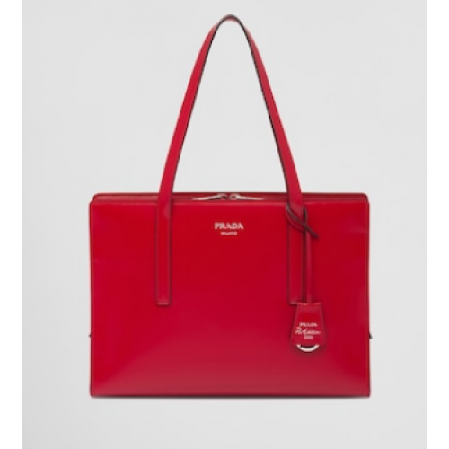 Prada Re-Edition 1995 sac à main moyen en cuir brossé 1BA350 rouge