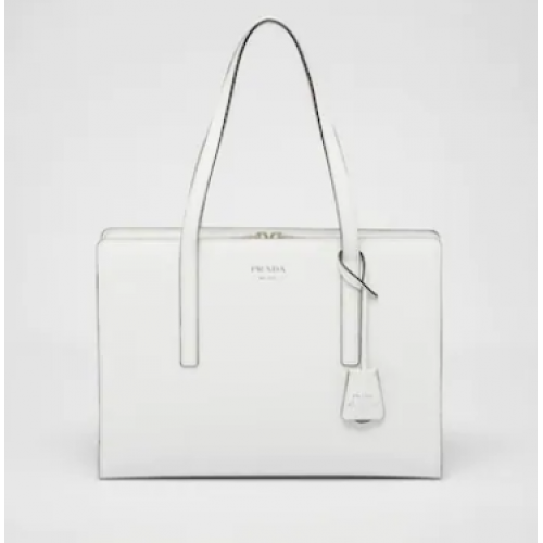 Prada Re-Edition 1995 sac à main moyen en cuir brossé 1BA350 blanc