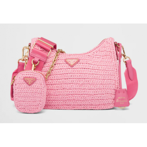 Prada Re-Edition 2005 sac en raphia 1BH204 rose