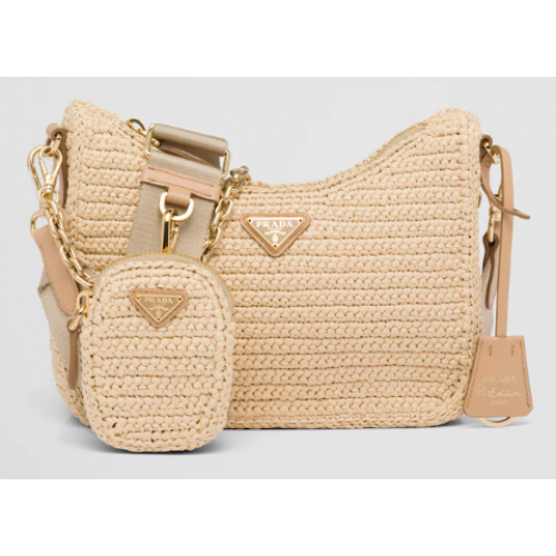 Prada Re-Edition 2005 sac en raphia 1BH204 tan