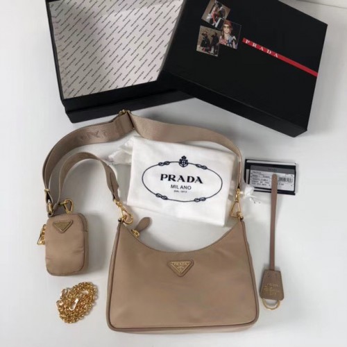 Prada Re-Edition sac à bandoulière en nylon 1BH204 abricot