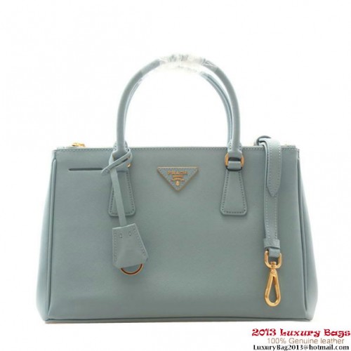 Sac fourre-tout Prada en cuir Saffiano 30cm BN1801 Bleu clair